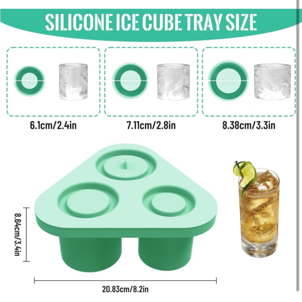 ALOOF Ice Cube Tray with Lid Compatible with 30/40 Tumbler Cup..green (NWT)